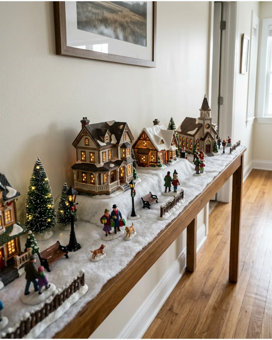 83. Narrow Console Christmas Village