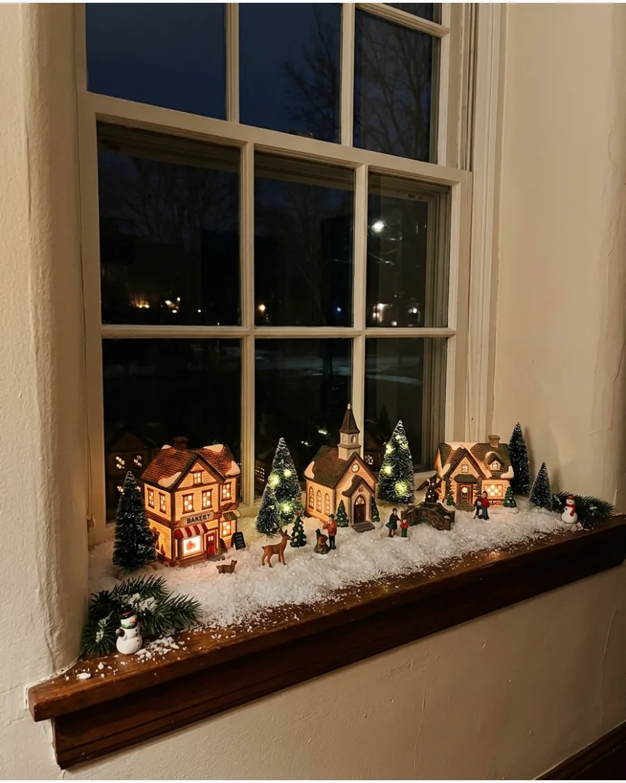 84. Window Sill Christmas Village
