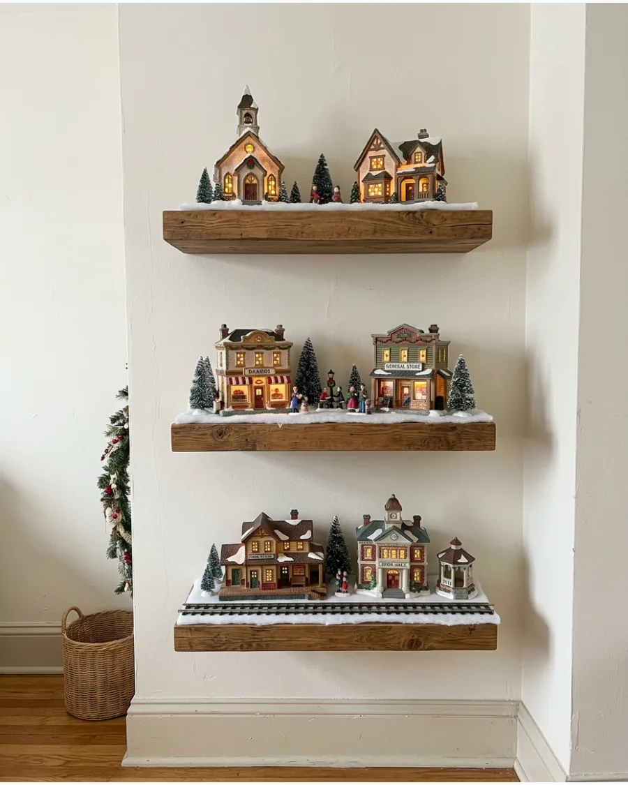85. Floating Shelf Christmas Village