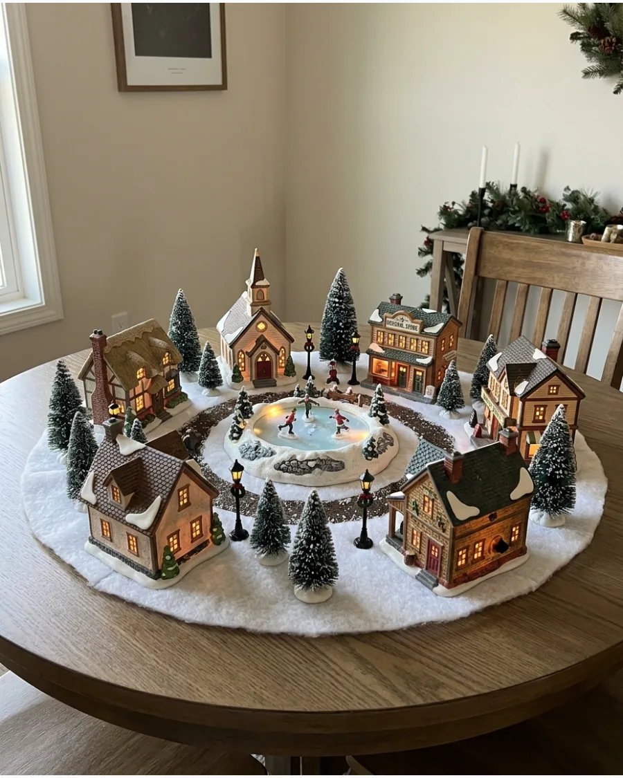 9. Circular Christmas Village Setup