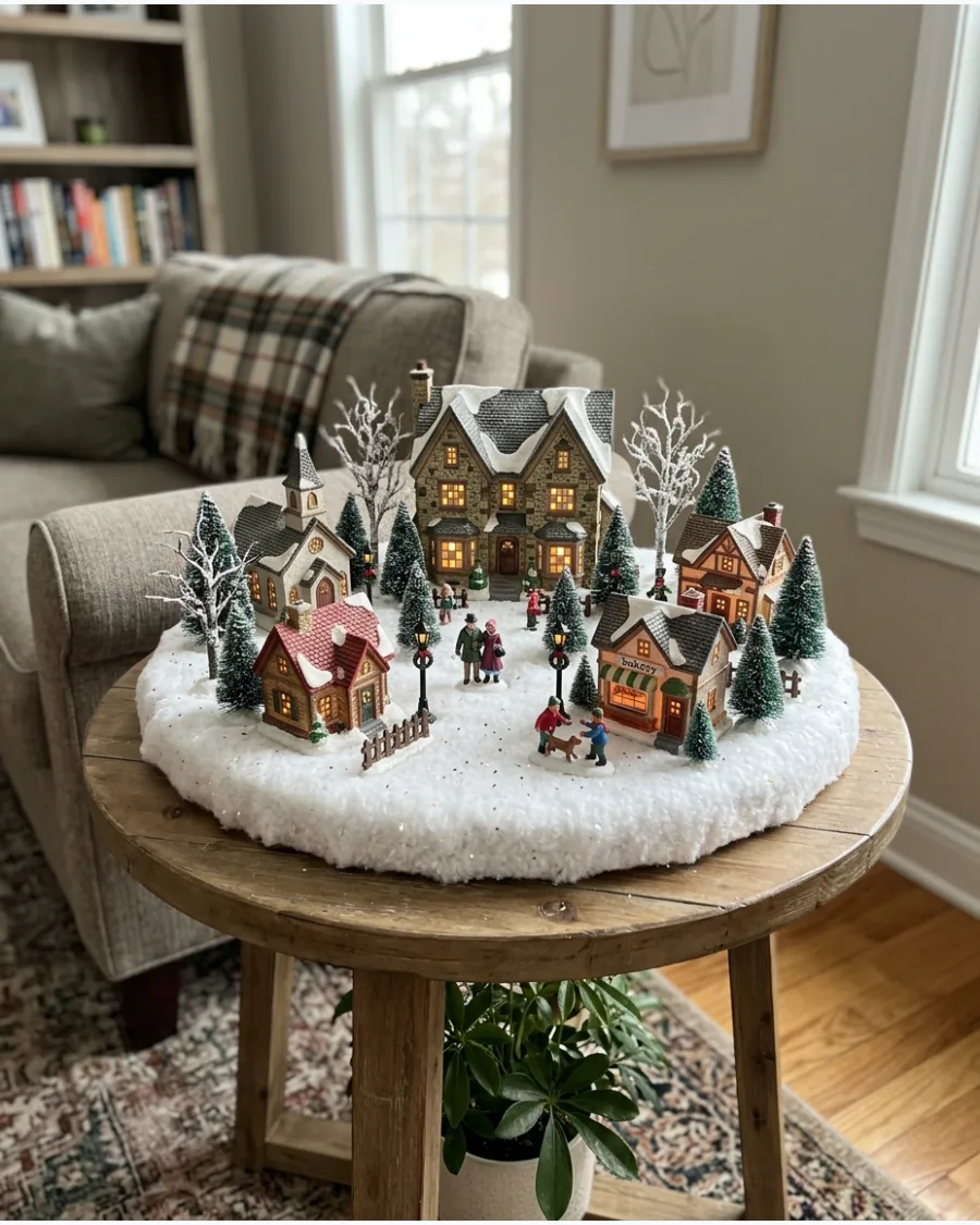 92. Side Table Christmas Village