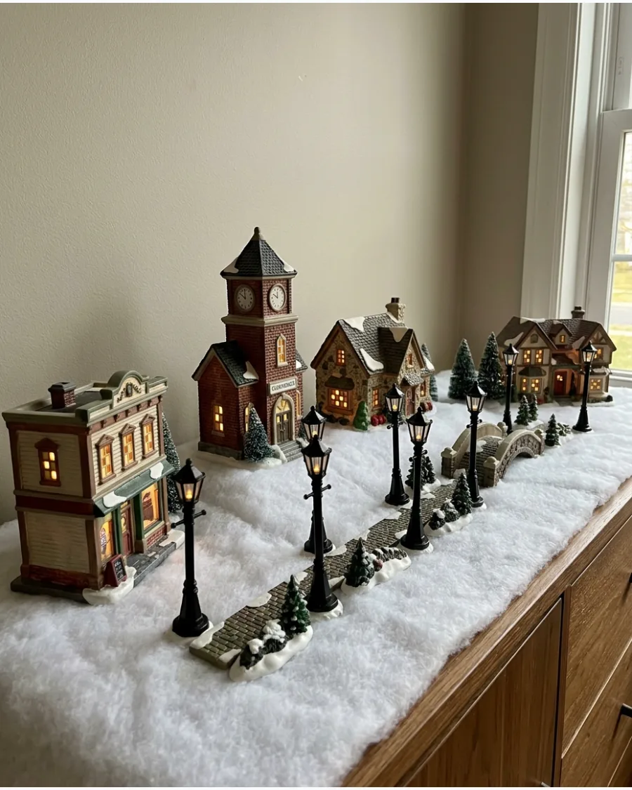 94. Streetlight-Lined Christmas Village