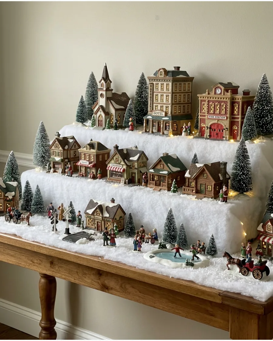 11. Three-Level Snowy Christmas Village