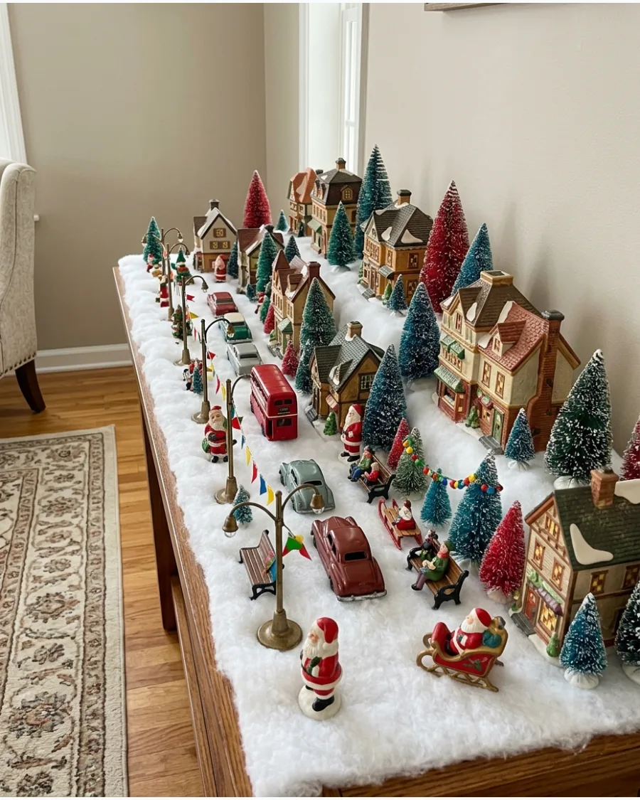 29. Vintage Christmas Village Table