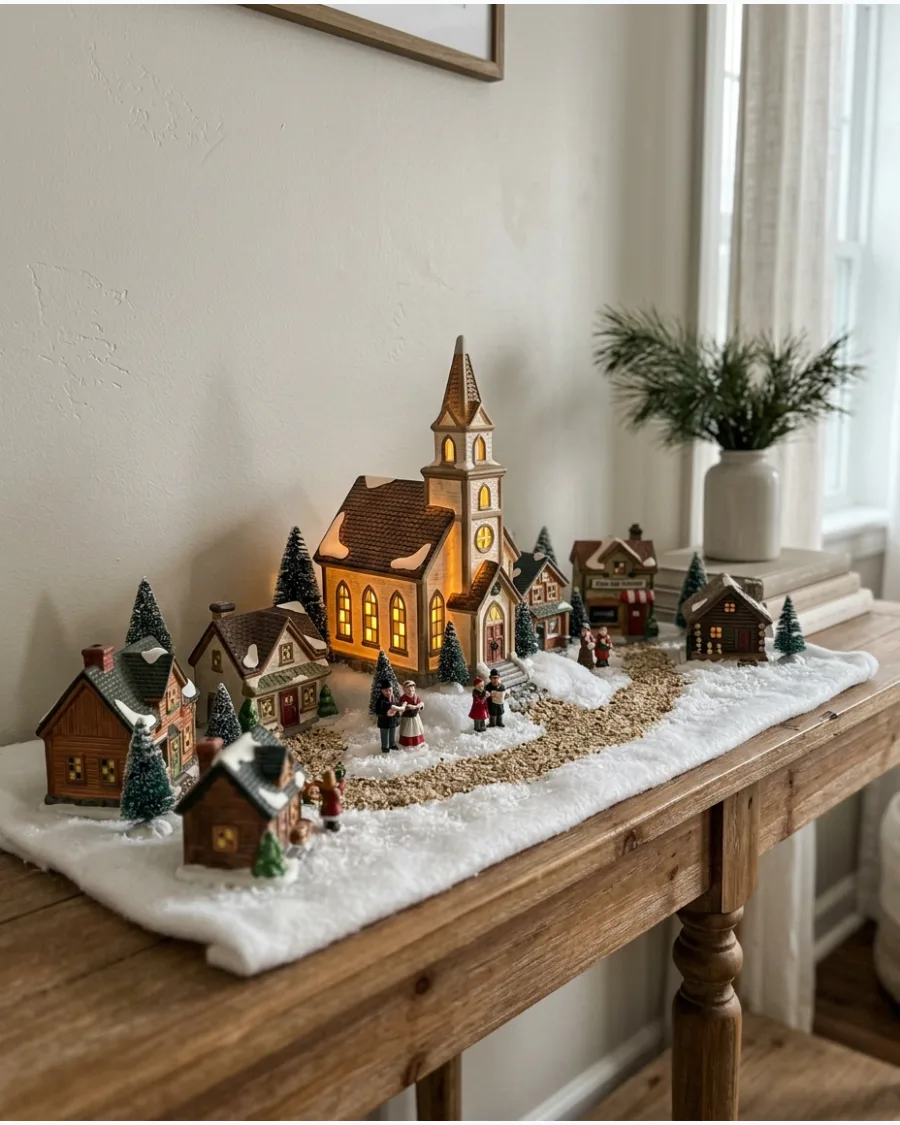 3. Christmas Village With a Central Church