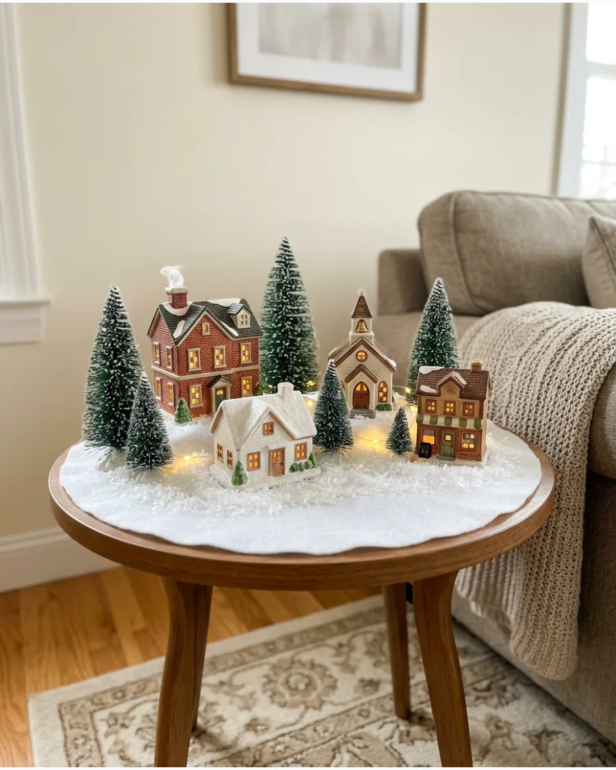31. Mini Village on a Small Side Table