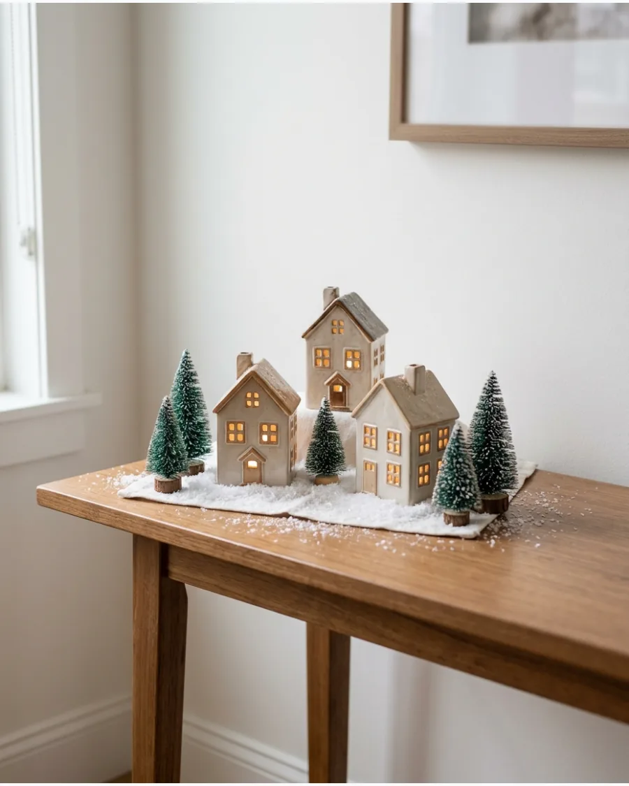 36. Minimal Three-House Christmas Village