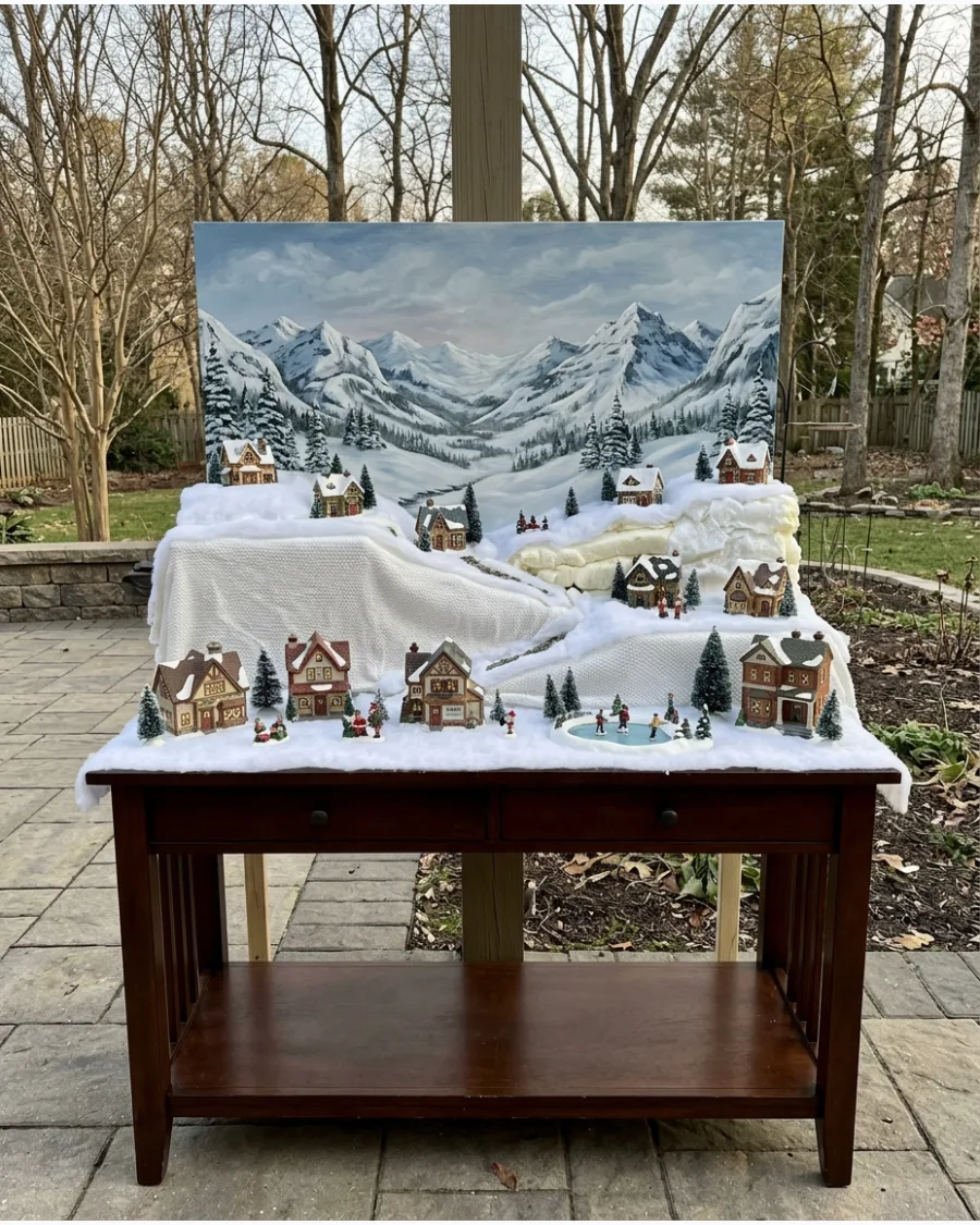 40. Snowy Mountain Backdrop Village