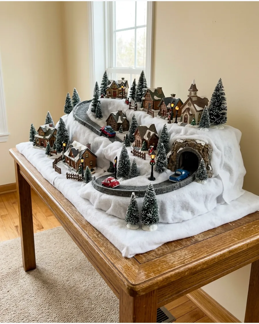 44. Christmas Village With Winding Mountain Road