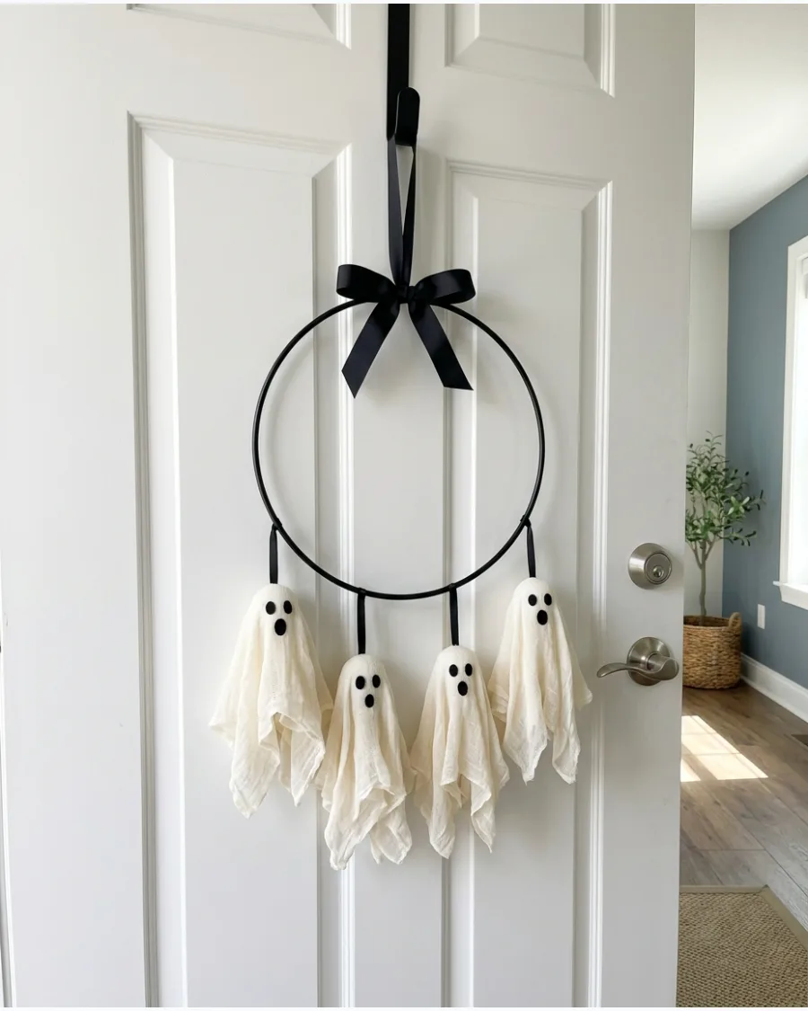 37. Cheesecloth Ghost Wreath