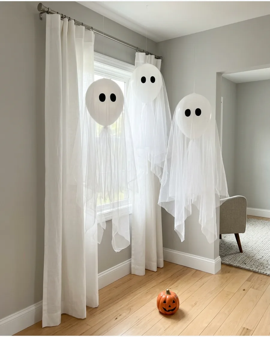 42. Floating Tulle Ghost Lanterns