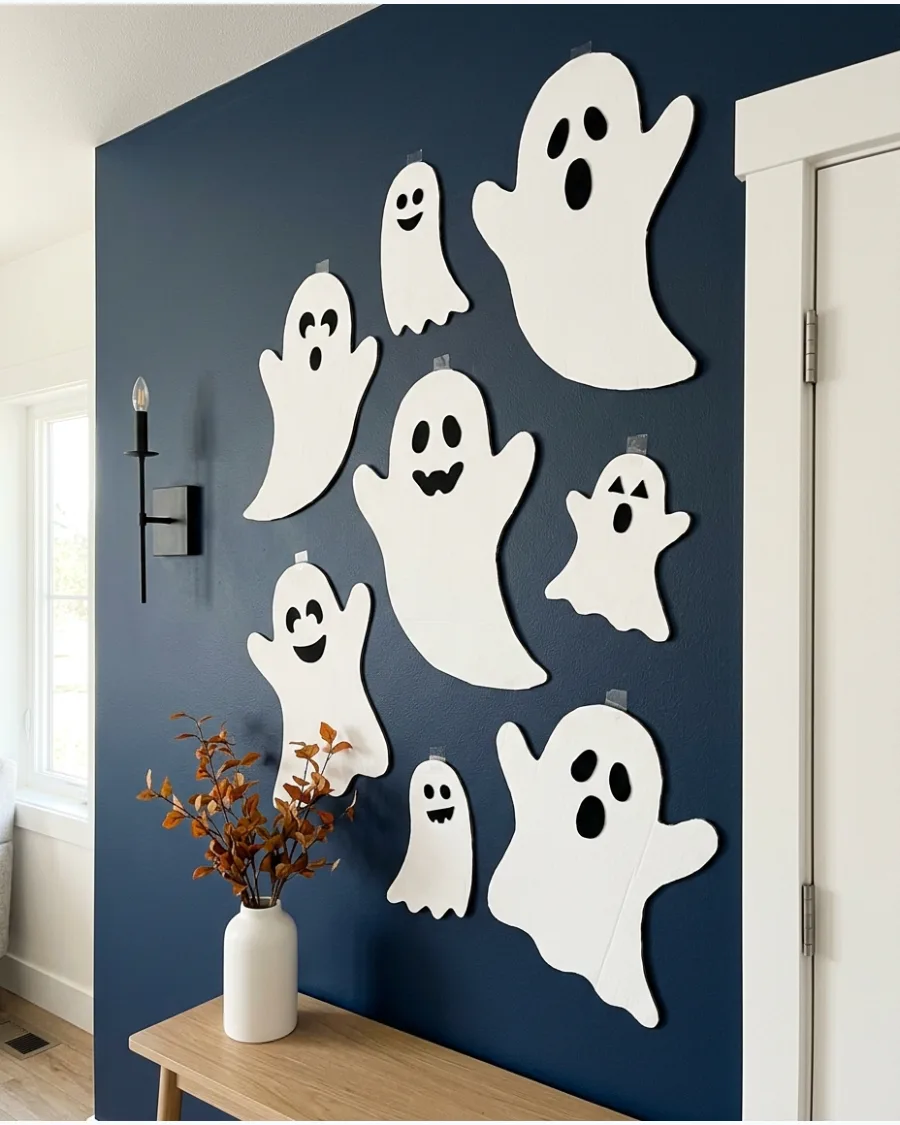 49. Cardboard Ghost Wall Display