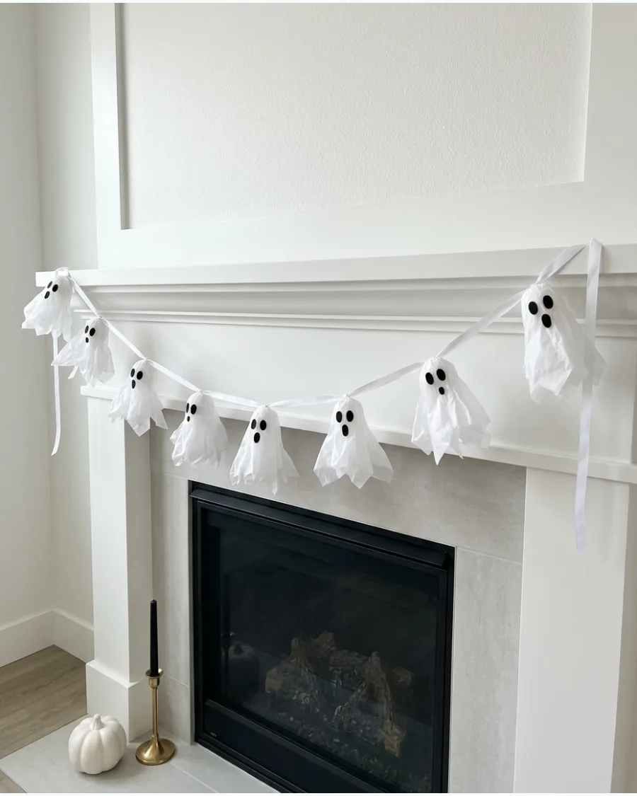 6. Tissue Paper Ghost Garland
