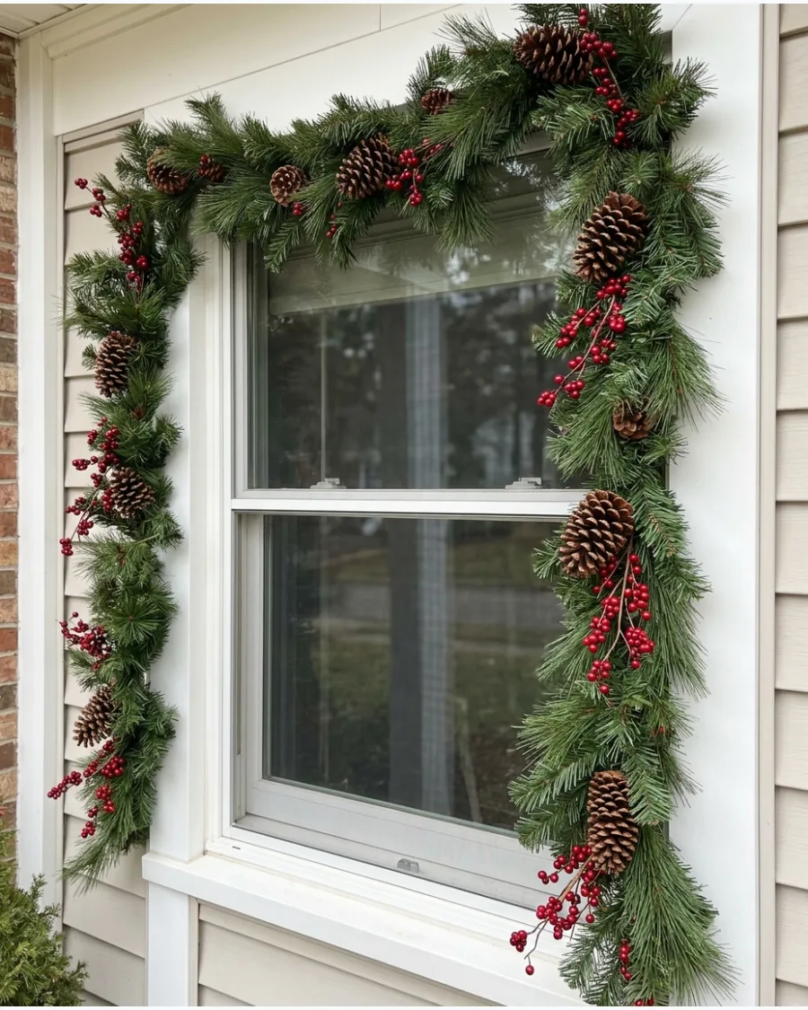 10. Pine Garland With Pinecones and Berries
