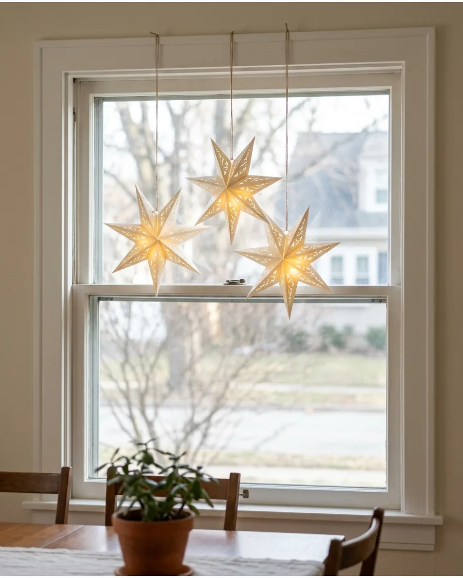 14. Hanging Light-Up Paper Stars