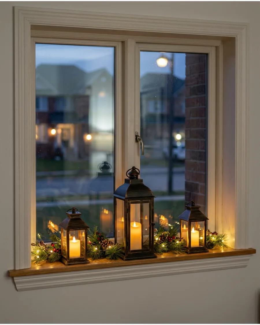 19. Lanterns and Fairy Lights on the Windowsill
