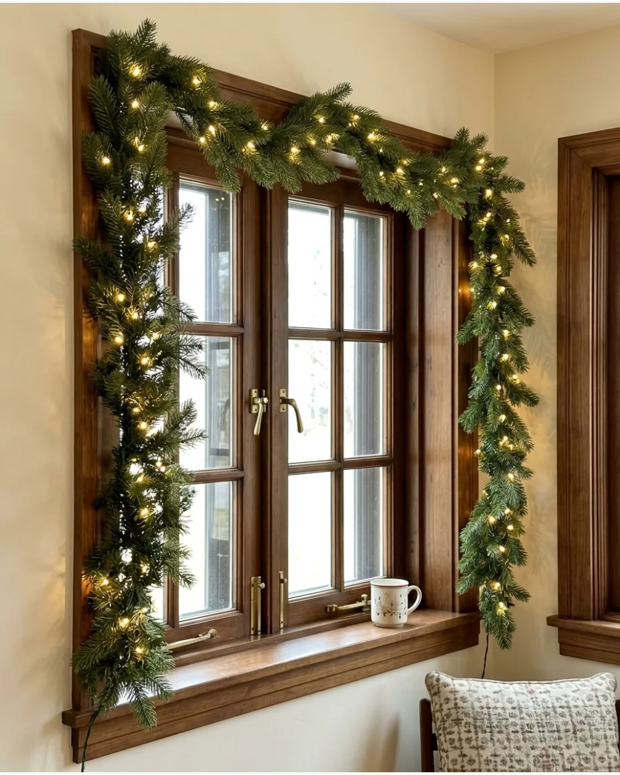 20. Warm Lights Hidden Inside Window Garland
