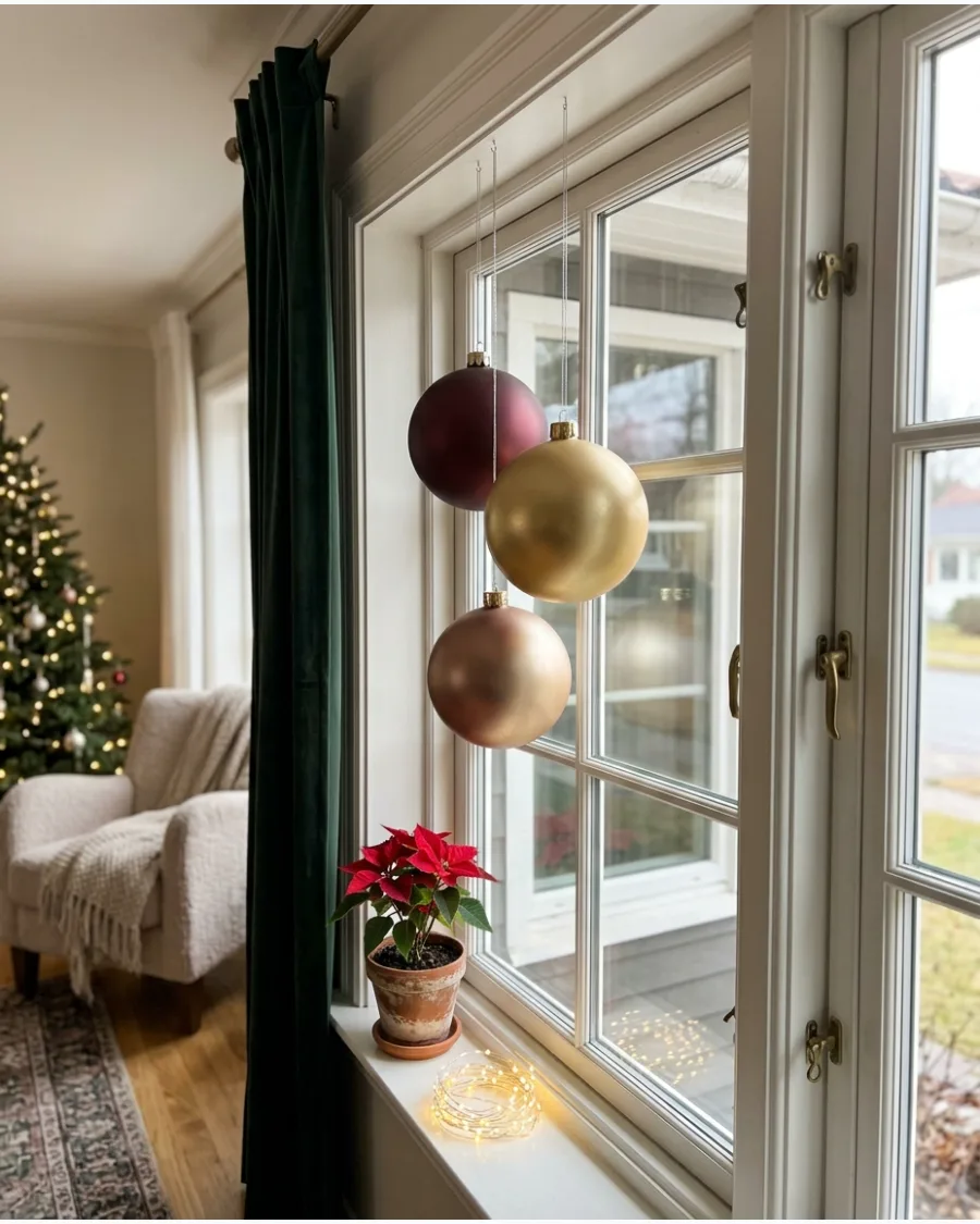 23. Oversized Christmas Baubles in the Window