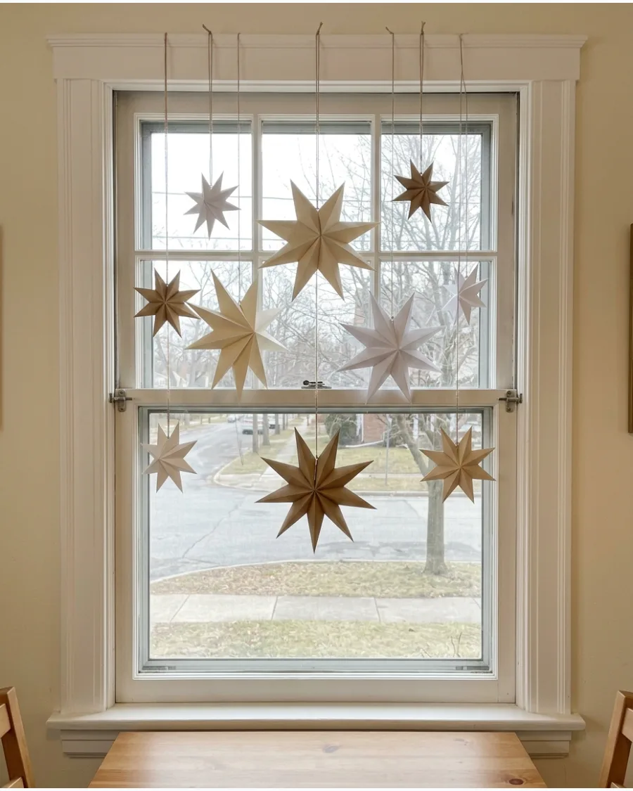 25. Scandinavian Paper Stars Across the Window