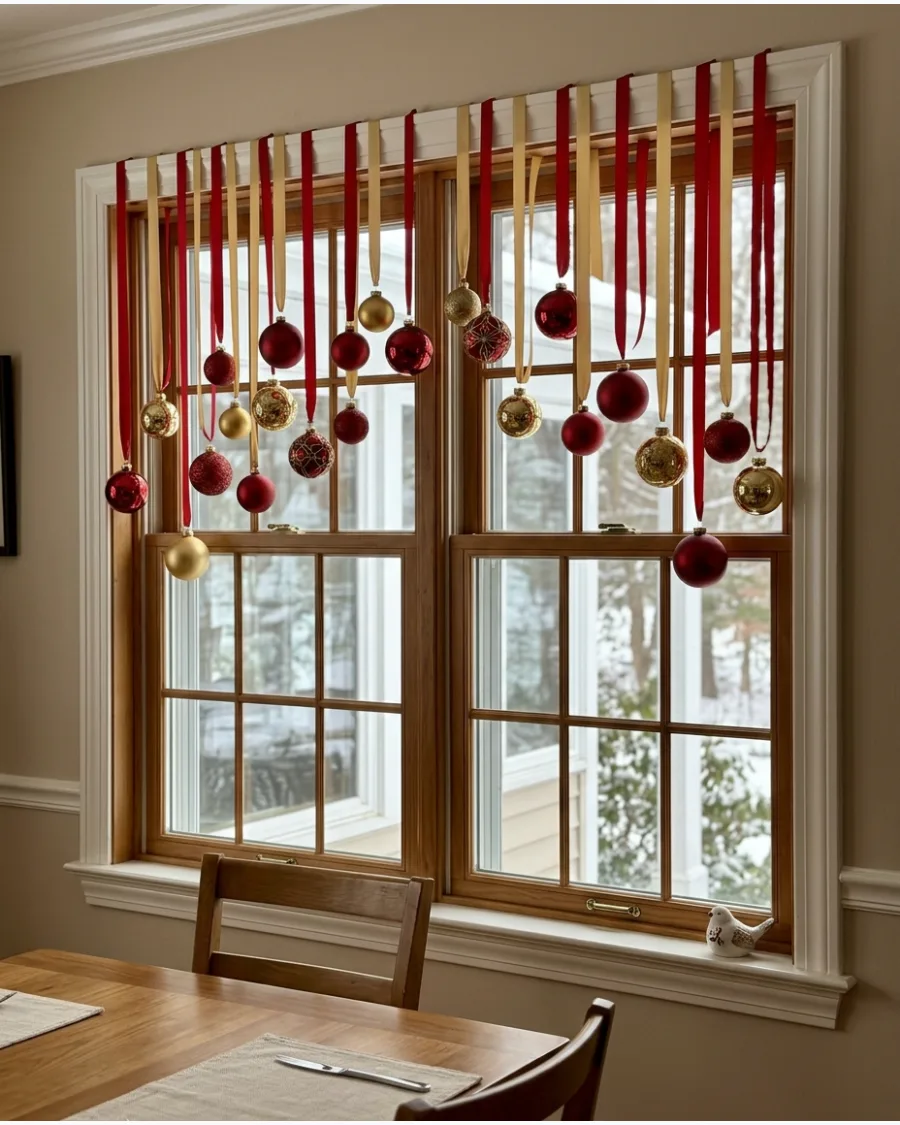 27. Red and Gold Ornament Window Curtain