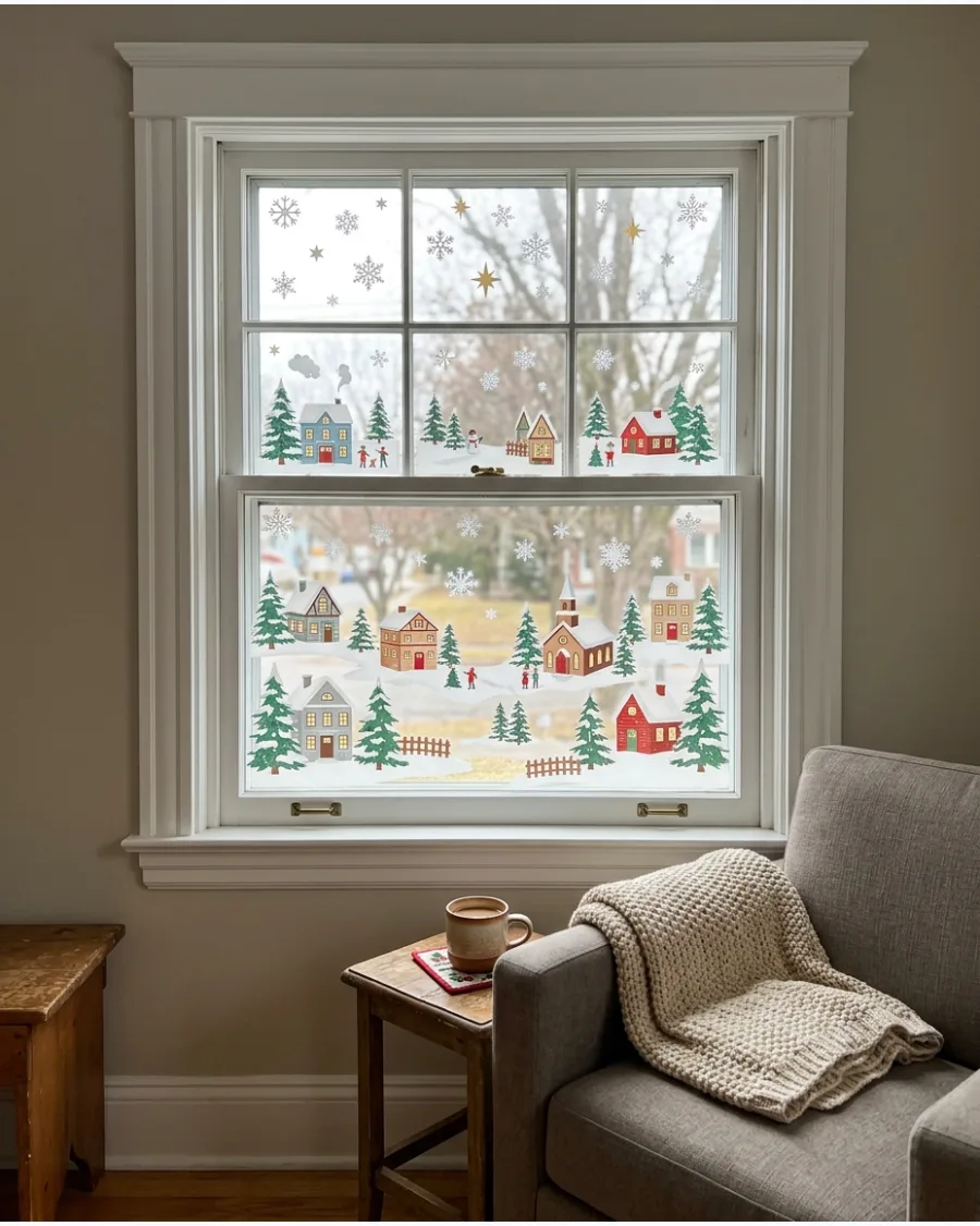 34. Removable Christmas Window Clings