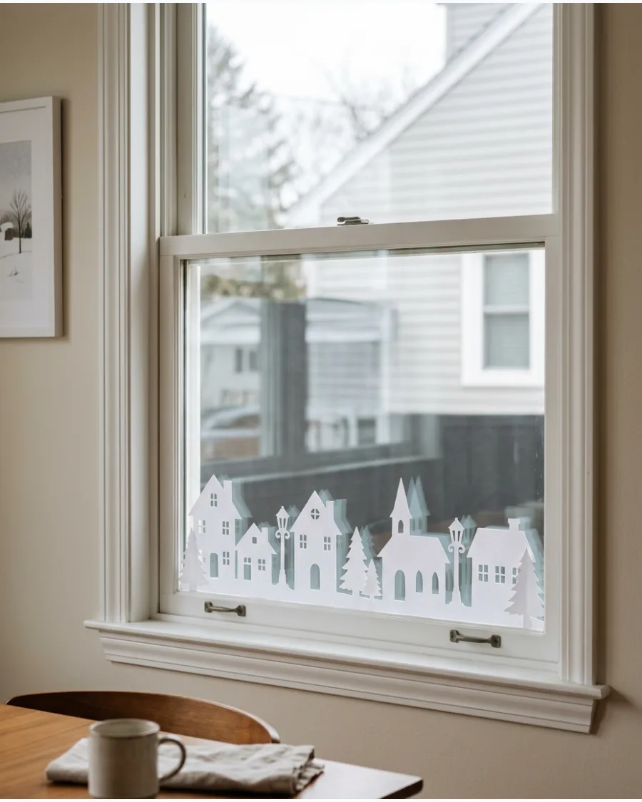 35. White Paper Christmas Village Silhouette