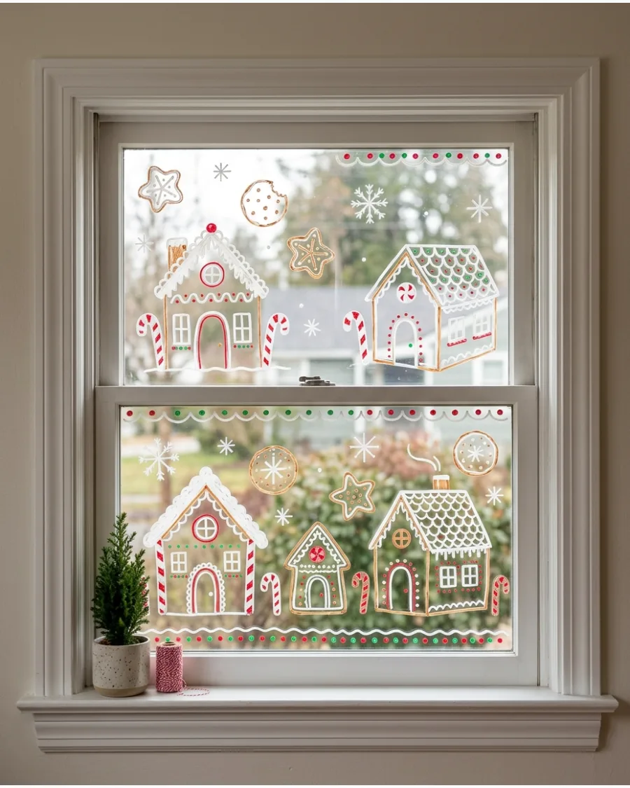 40. Gingerbread Christmas Window Art