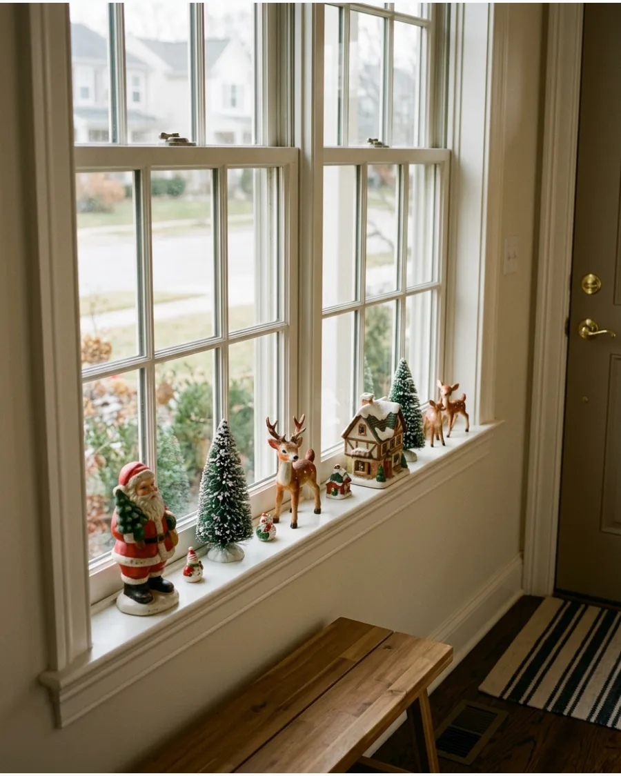 50. Vintage Christmas Figurines on the Windowsill