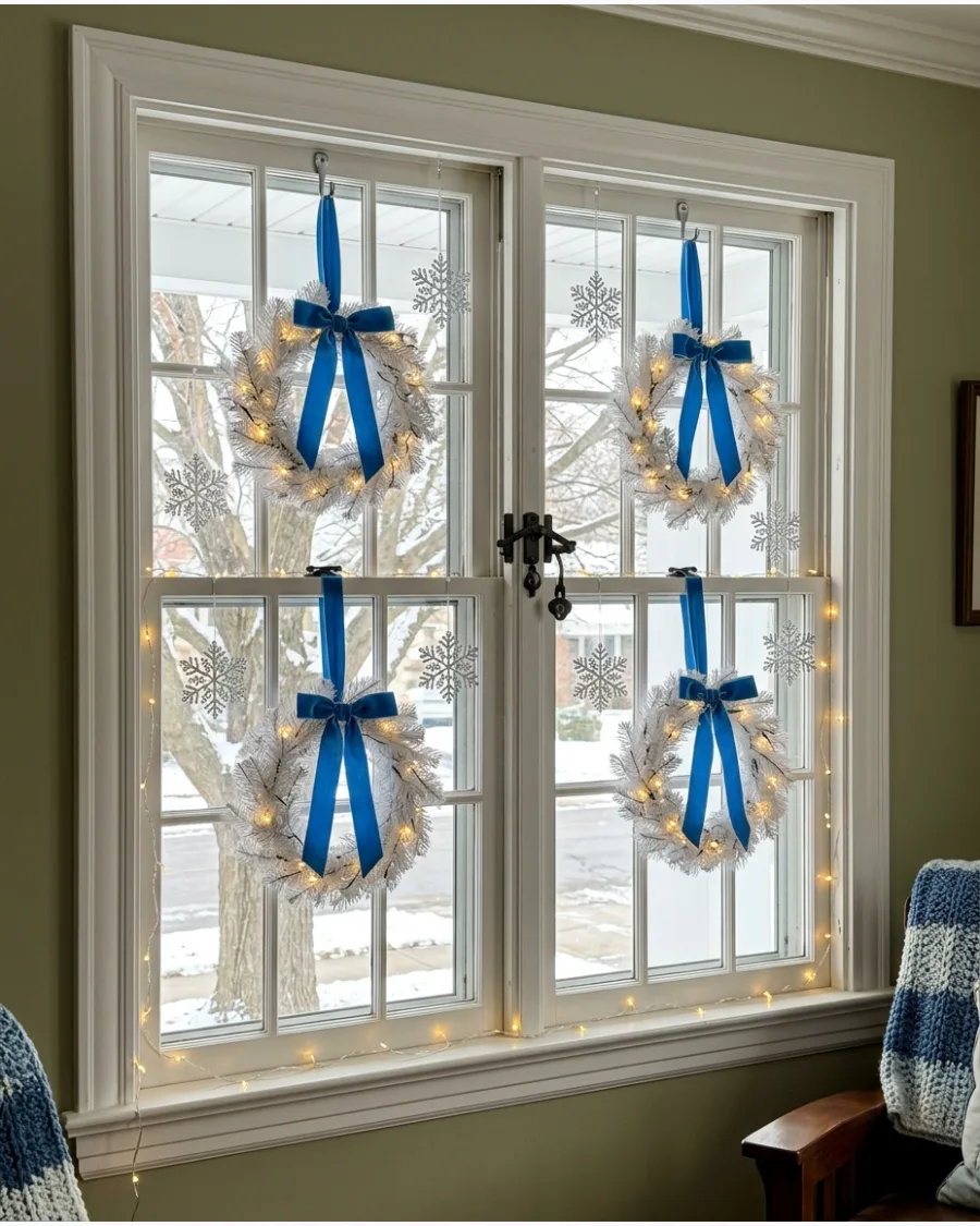 54. Blue and White Christmas Window