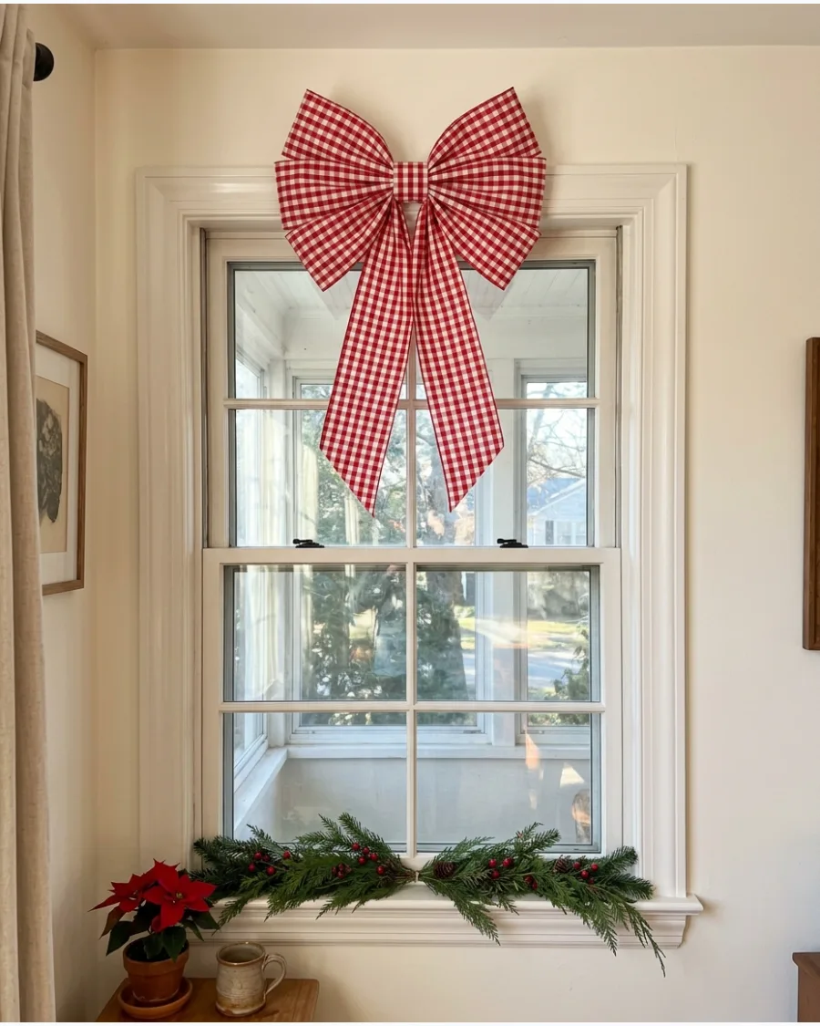 6. Oversized Gingham Bow Above the Window