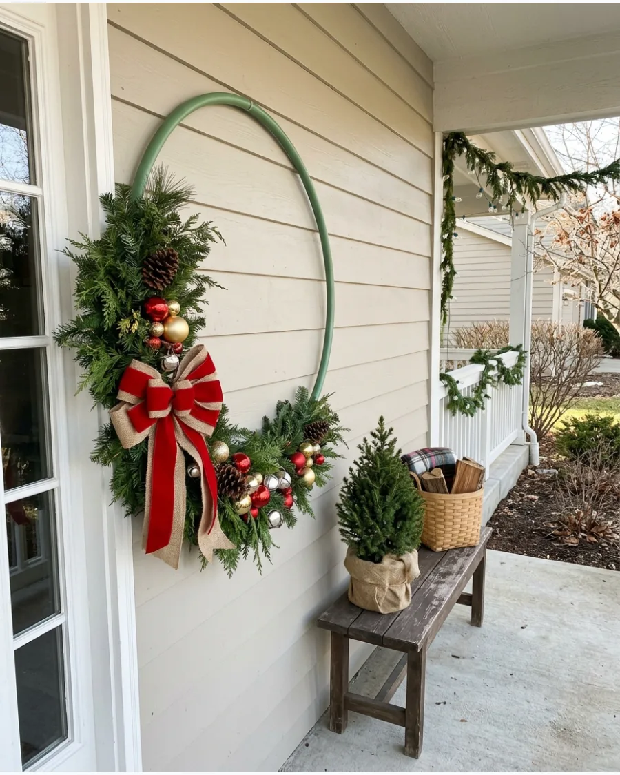 11. Giant Hula Hoop Christmas Wreath