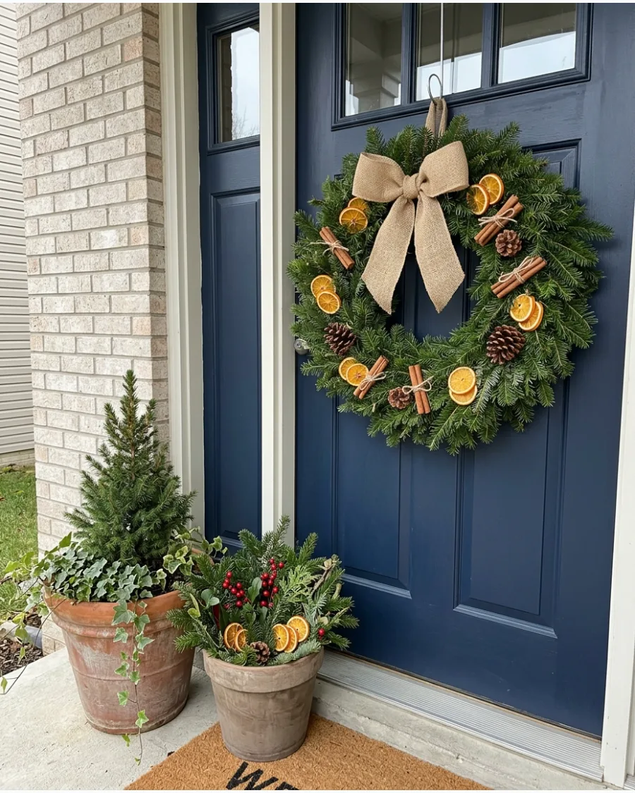 13. Dried Orange and Evergreen Christmas Wreath