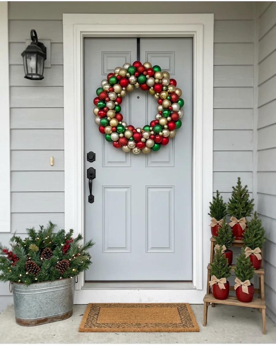 14. DIY Vintage Ornament Christmas Wreath