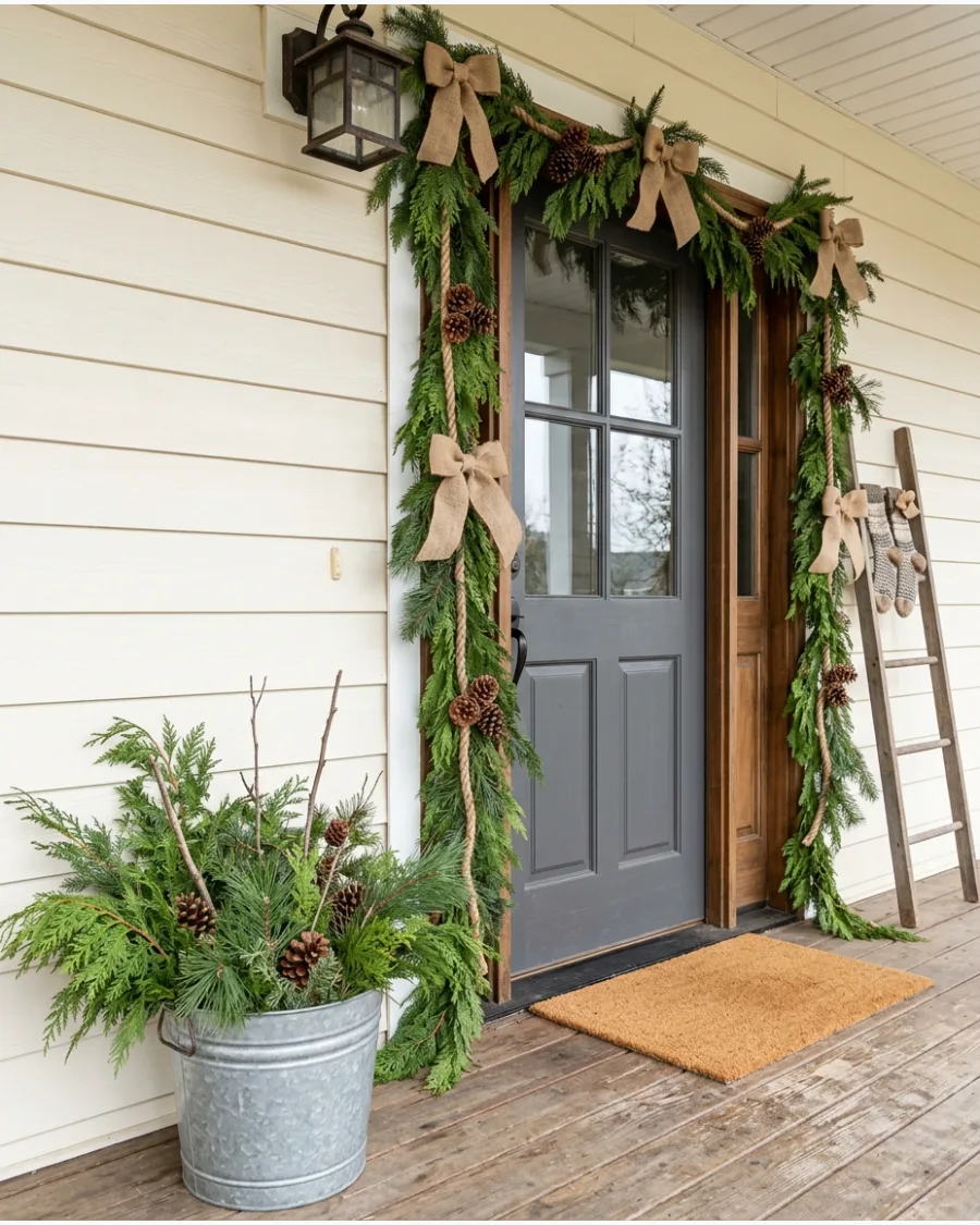 18. Rustic Cedar and Pine Rope Garland