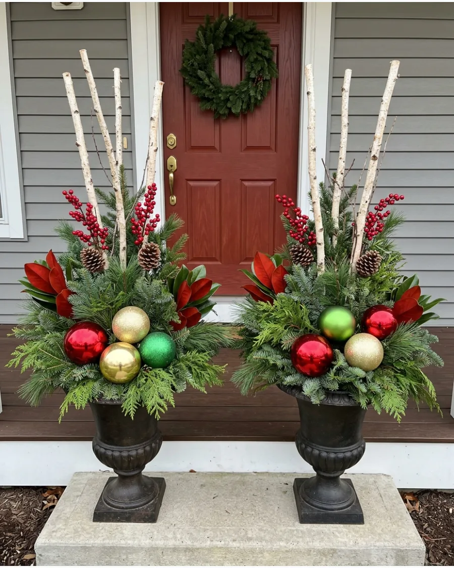 19. Matching DIY Christmas Urn Planters