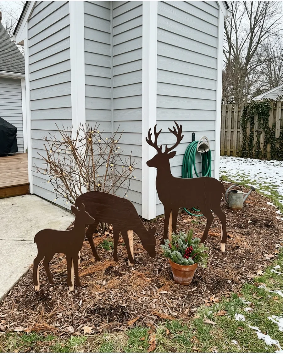 22. DIY Plywood Reindeer Yard Decorations