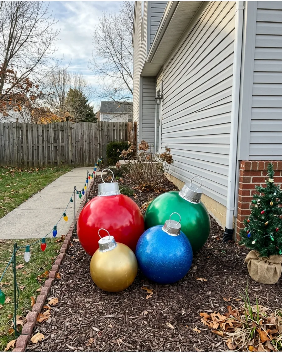 28. Giant Christmas Ornament Yard Balls
