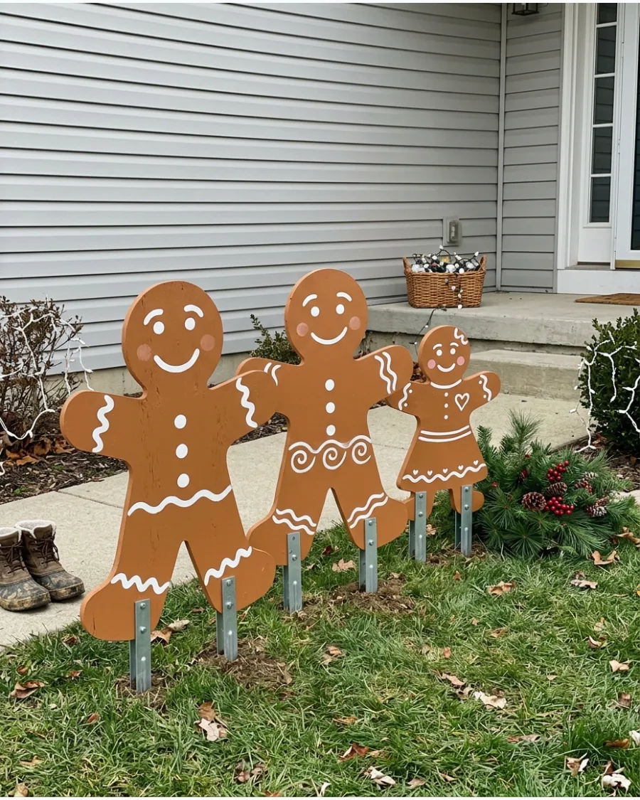 31. DIY Gingerbread People Yard Cutouts