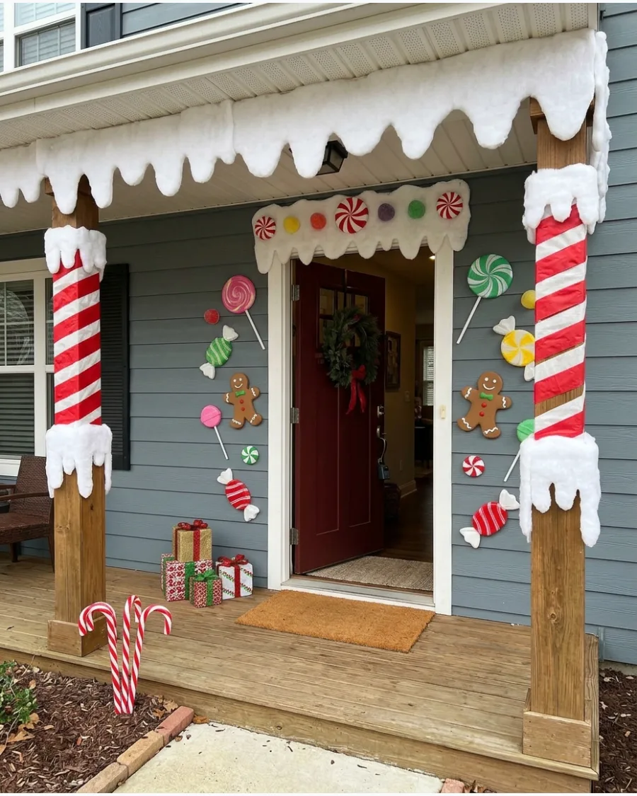 36. Gingerbread House Front Porch Makeover