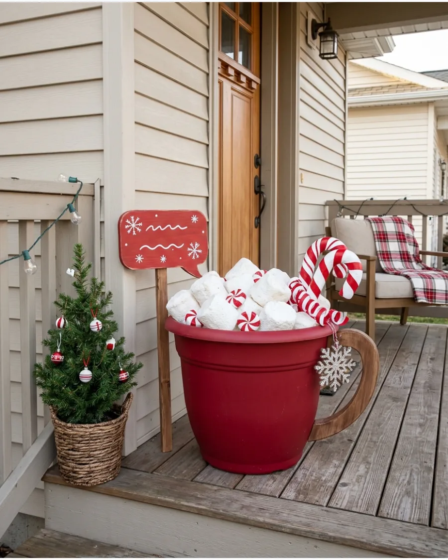 39. DIY Outdoor Hot Cocoa Christmas Display