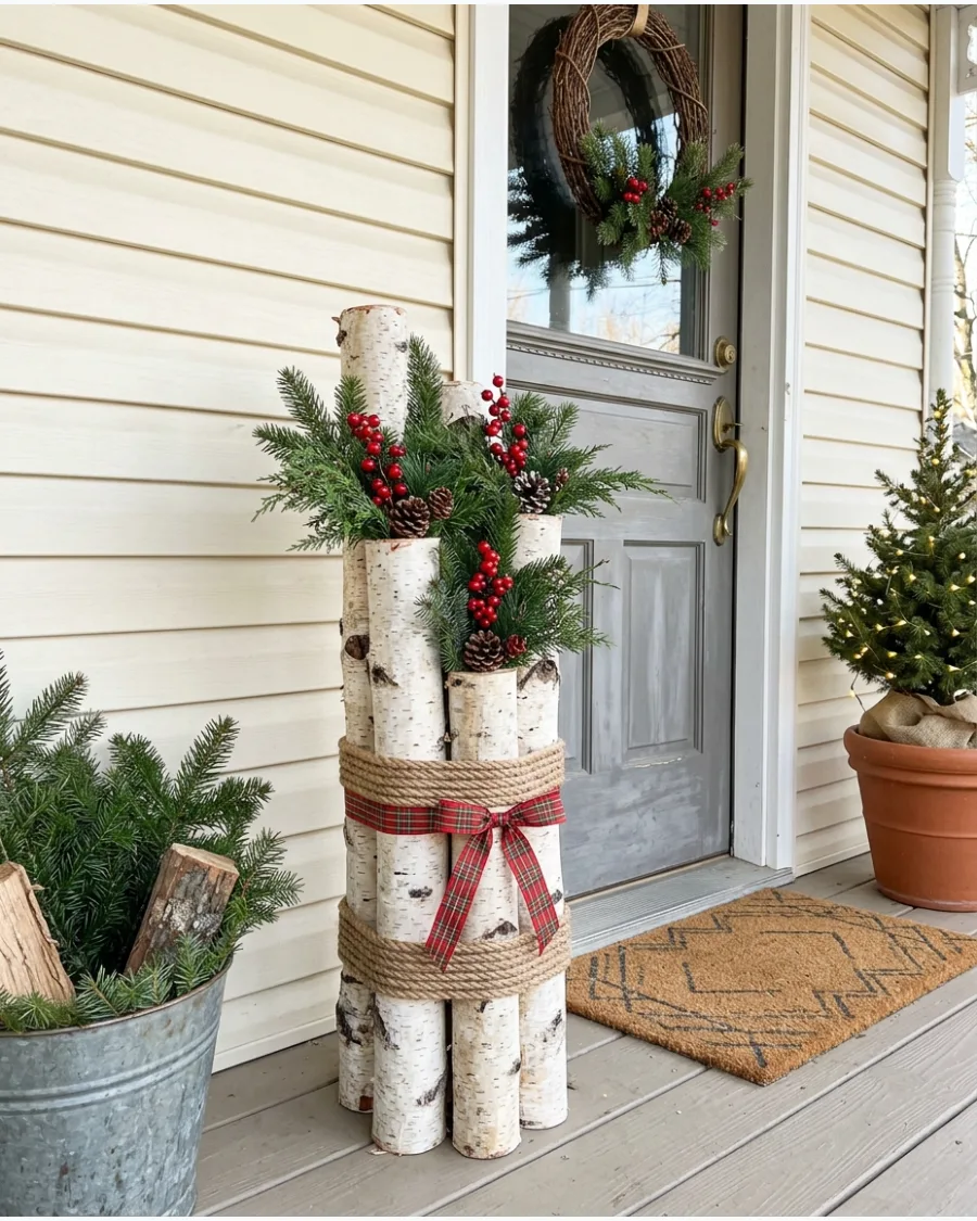 42. Birch Log Christmas Porch Bundle