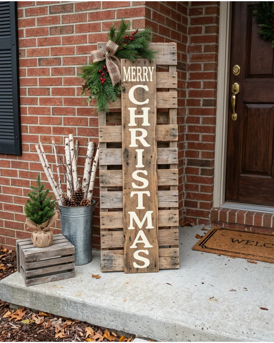 44. Rustic Pallet Merry Christmas Sign
