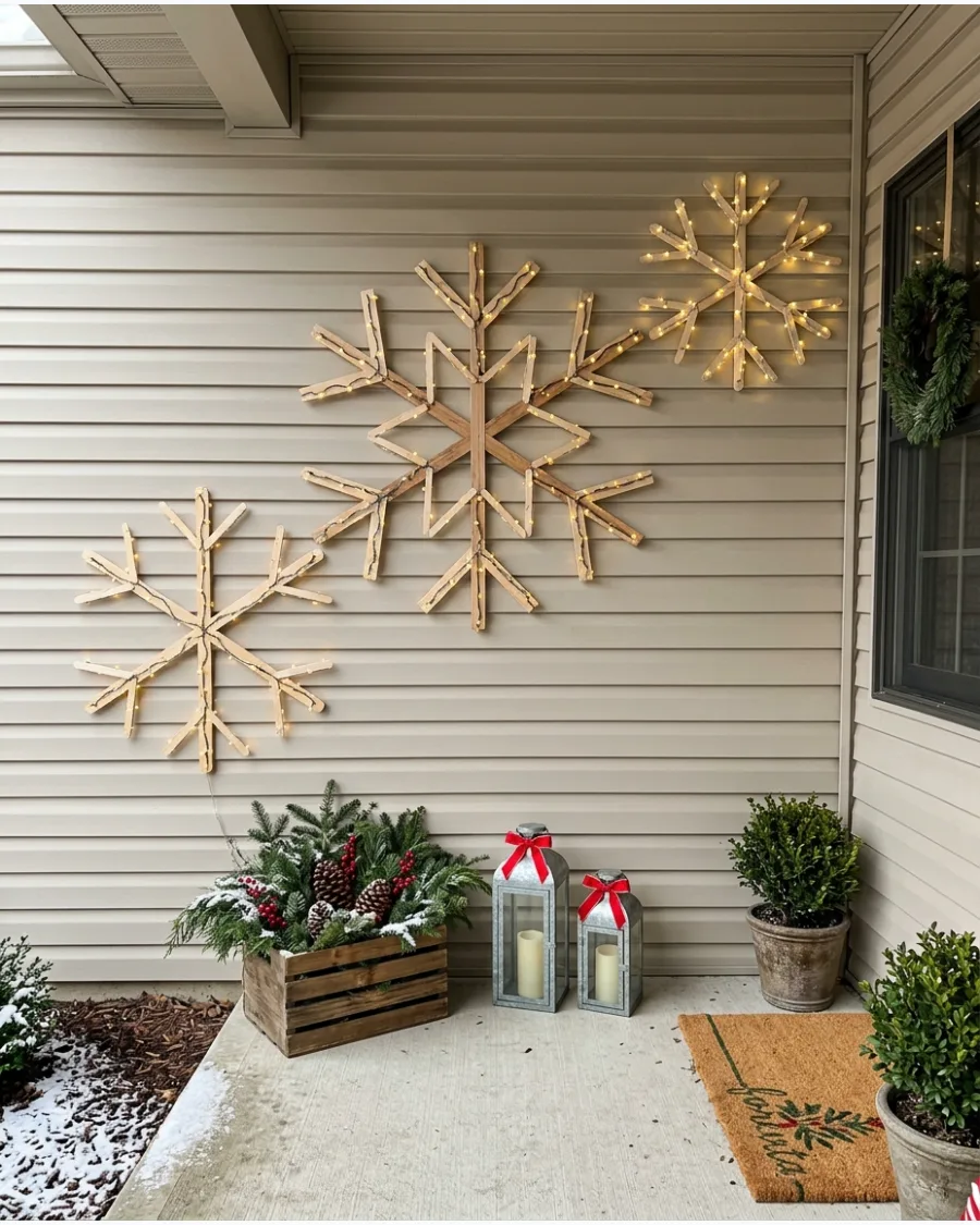 58. Lighted Outdoor Snowflake Wall