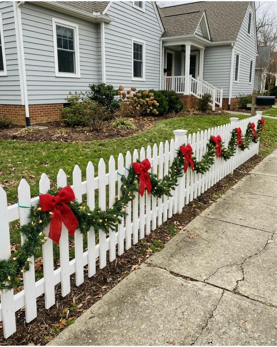 59. Twinkle Light Christmas Fence Garland