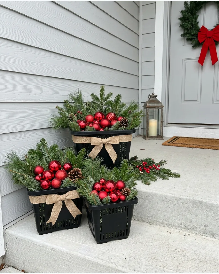 63. Dollar Store Basket Christmas Planters