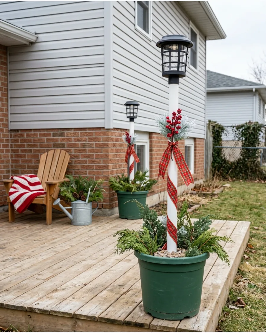 70. Recycled Container Christmas Light Posts