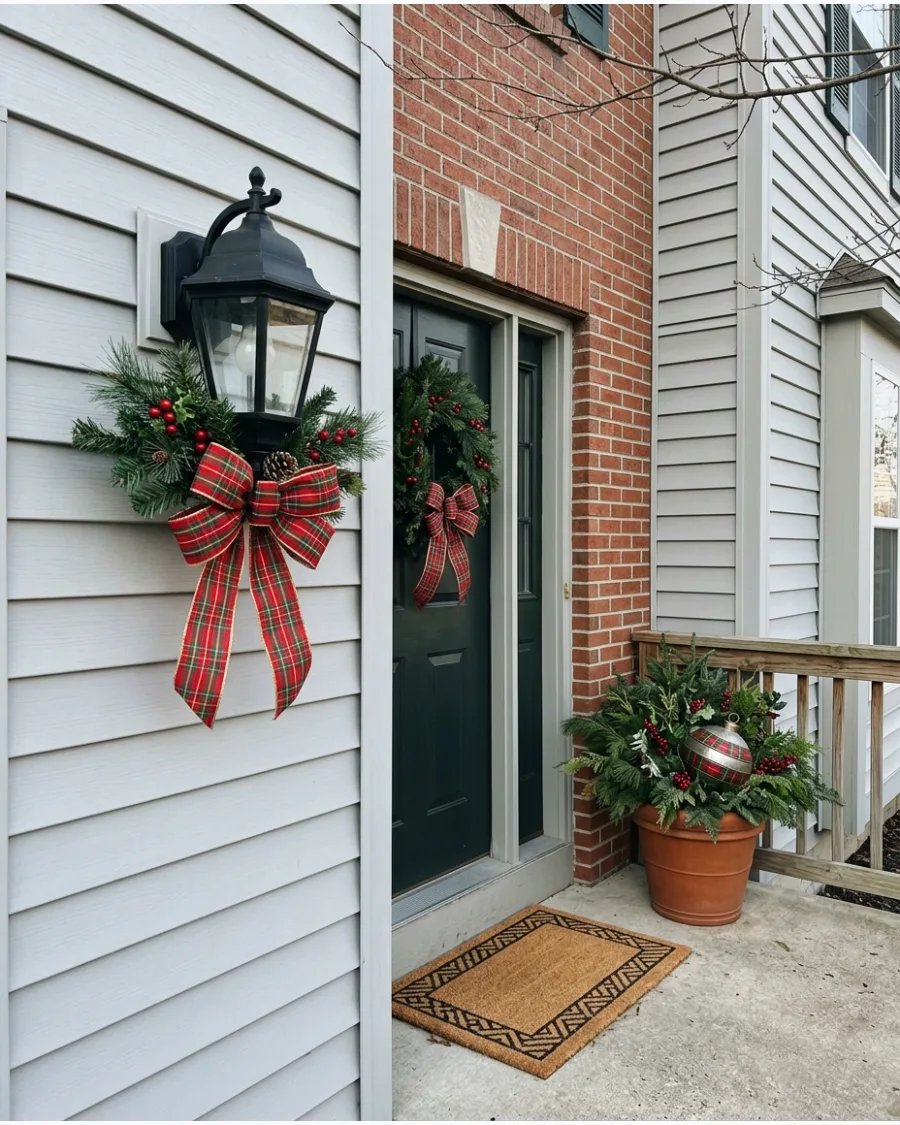 75. Christmas Bows on Exterior Lanterns