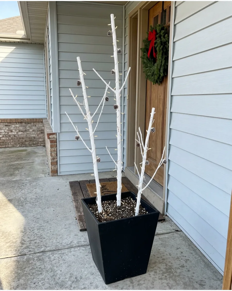 82. DIY White Branch Christmas Trees