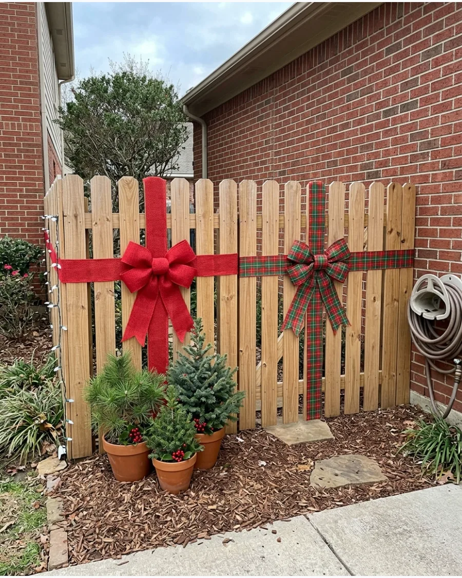 93. Christmas Fence Gift-Wrap Decoration