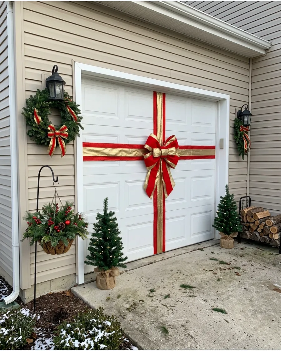95. Giant Christmas Bow Garage Door Decoration